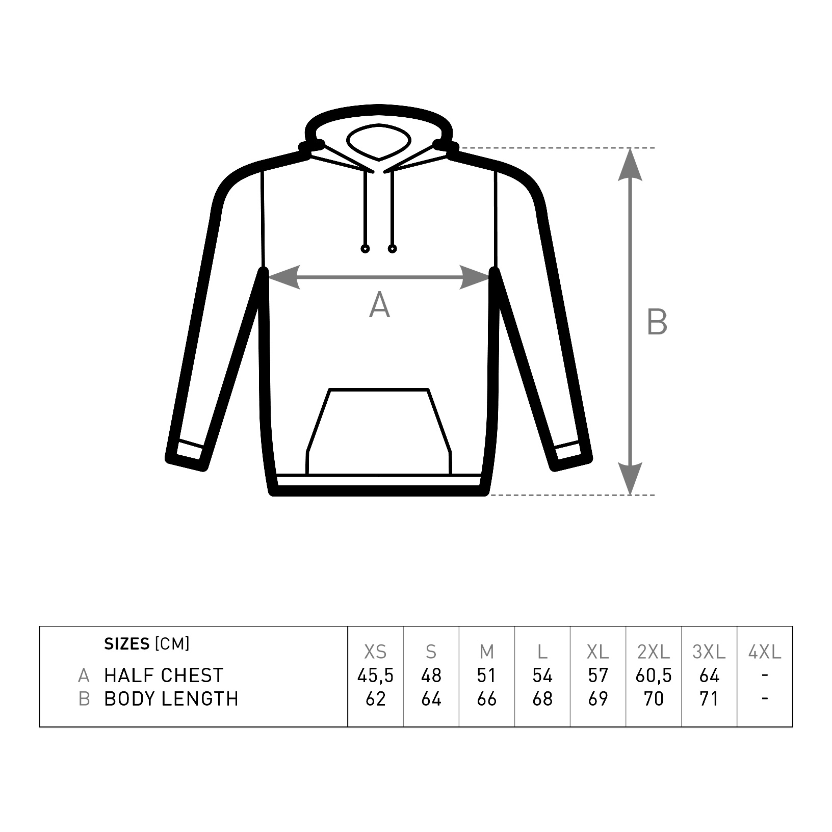 Hoodie/Kapuzenpullover Grössentabelle Das Grosse Treffen - Online Shop - Das Fantasy Festival in Aach am Bodensee, Deutschland