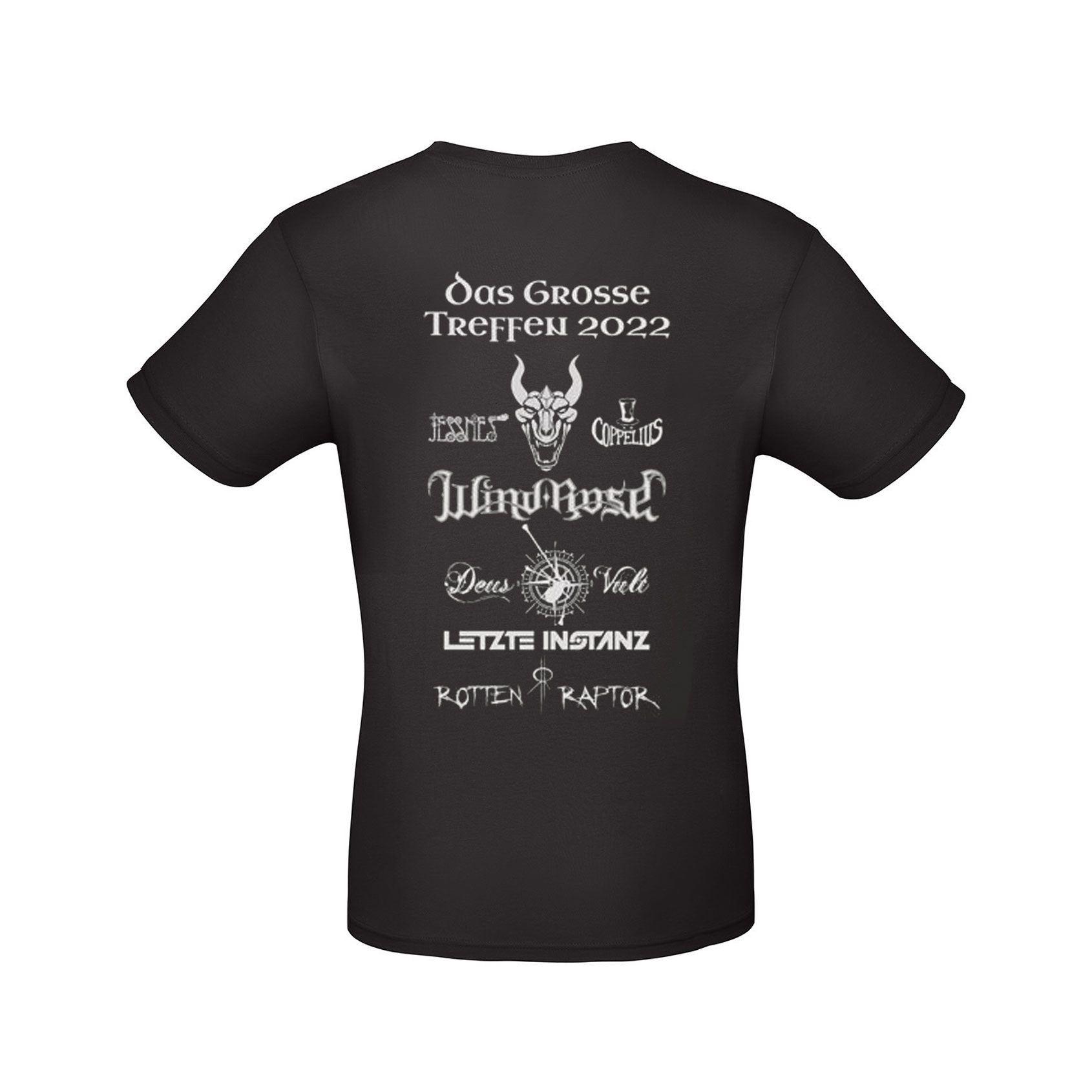 dgt_tshirt_man_lineup22_01 T-Shirt Mann/Unisex Das Grosse Treffen Line Up 2022 - Jessnes, Coppelius, Windrose, Deus Vult, Letzte Instanz, Rotten Raptor - Das Fantasy Festival