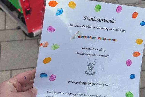 DGT Spendenaktion Kinderkrippe in Volkertshausen